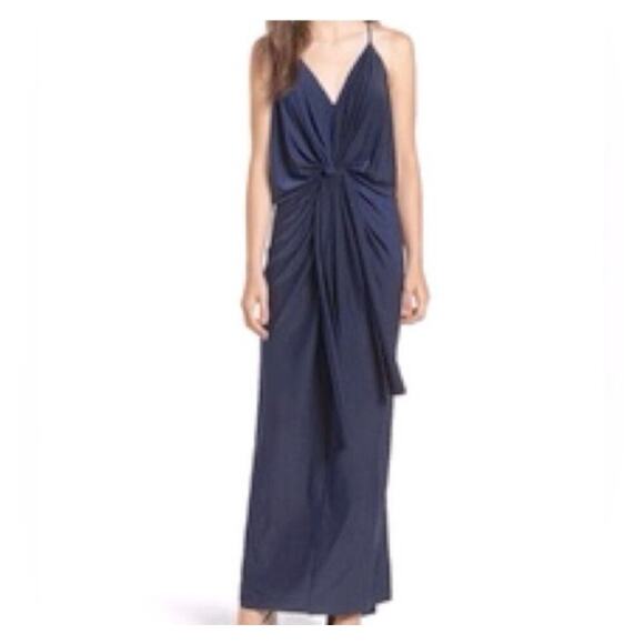 Misa Los Angeles Dresses & Skirts - MISA Los Angeles Domino V-Neck Knot Front Maxi Dress in Navy Blue Size S NWT